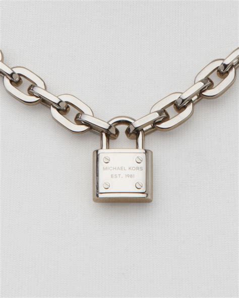 michael kors silver tone chain link padlock toggle necklace|Women's Silver Necklaces .